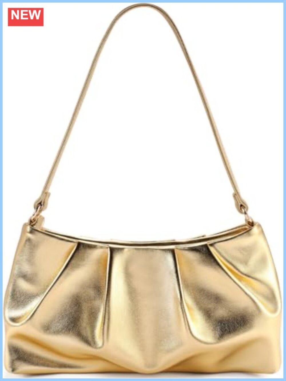Pleated PU Leather Evening Clutch with Detachable Chain Strap
